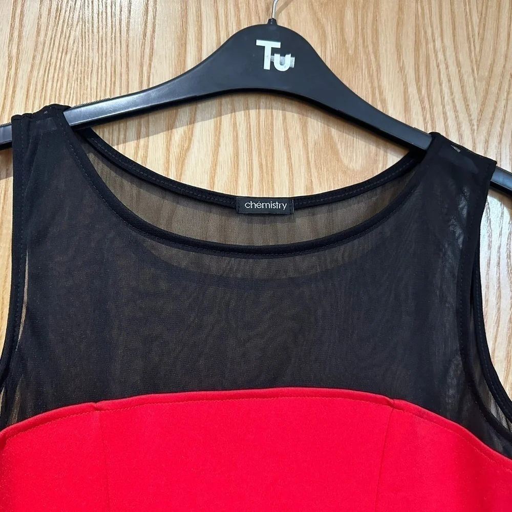 Skater black & red dress mesh detail size 12 used chemistry ladies party - Picture 4 of 14